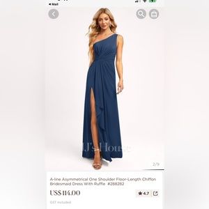 JJ’s House A-Line Asymmetrical One Shoulder Floor Length Gown